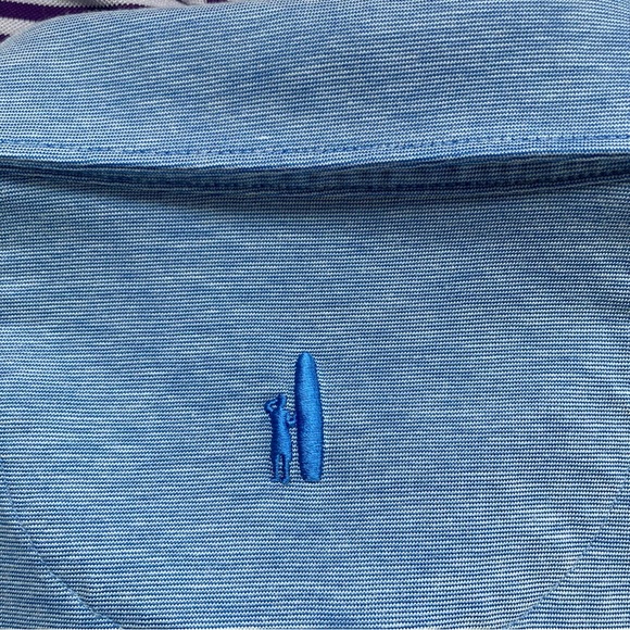 Johnnie O Polo Size M Set Of 2 Heather Blue & Purple White Stripe Nice - Picture 6 of 13